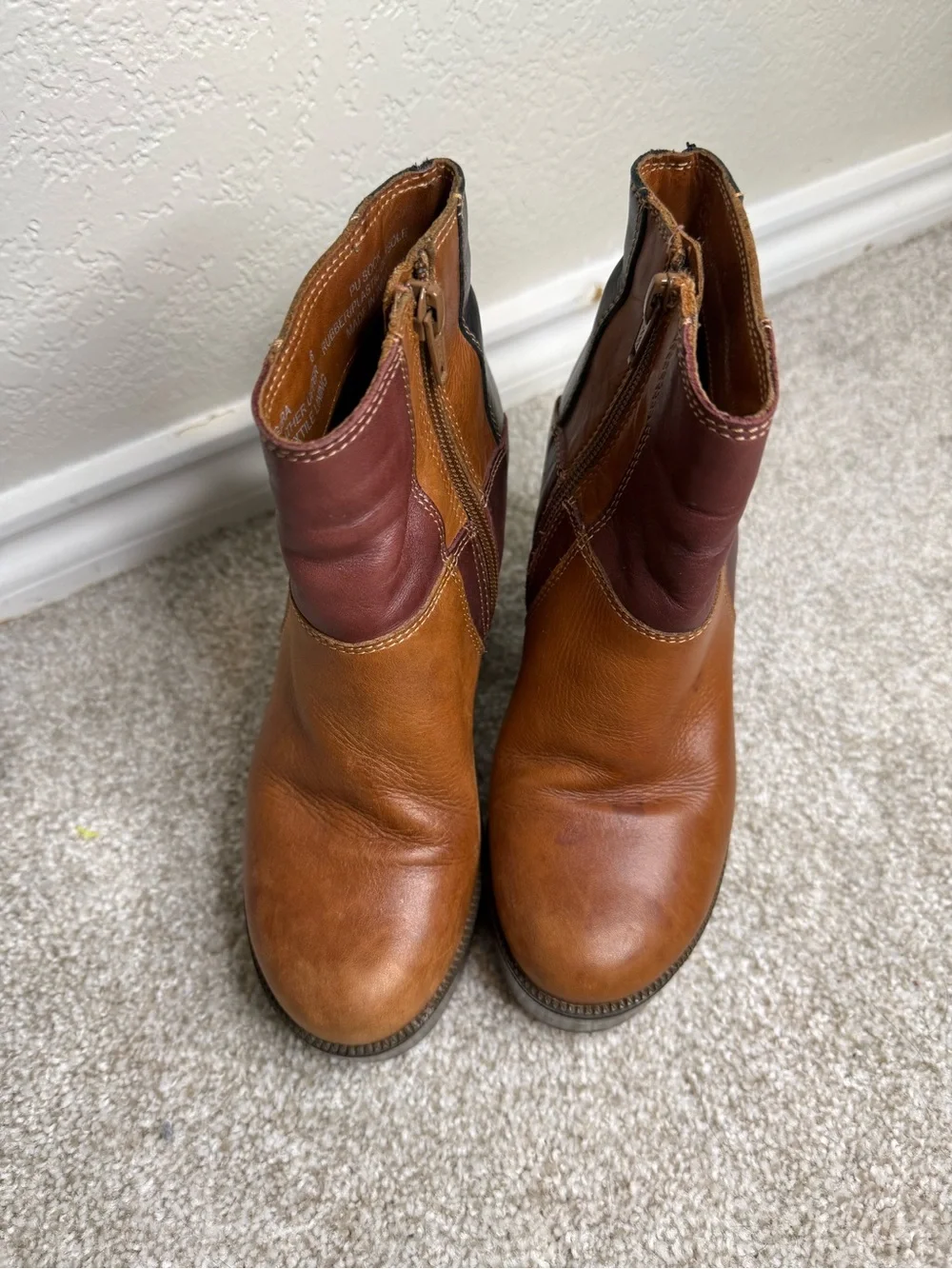 Vintage Y2K Steve Madden Patchwork Leather Platform Ankle Boots